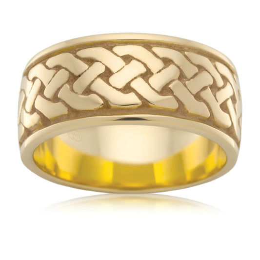 Celtic Heavy Gold Ring, Wide Statement Band