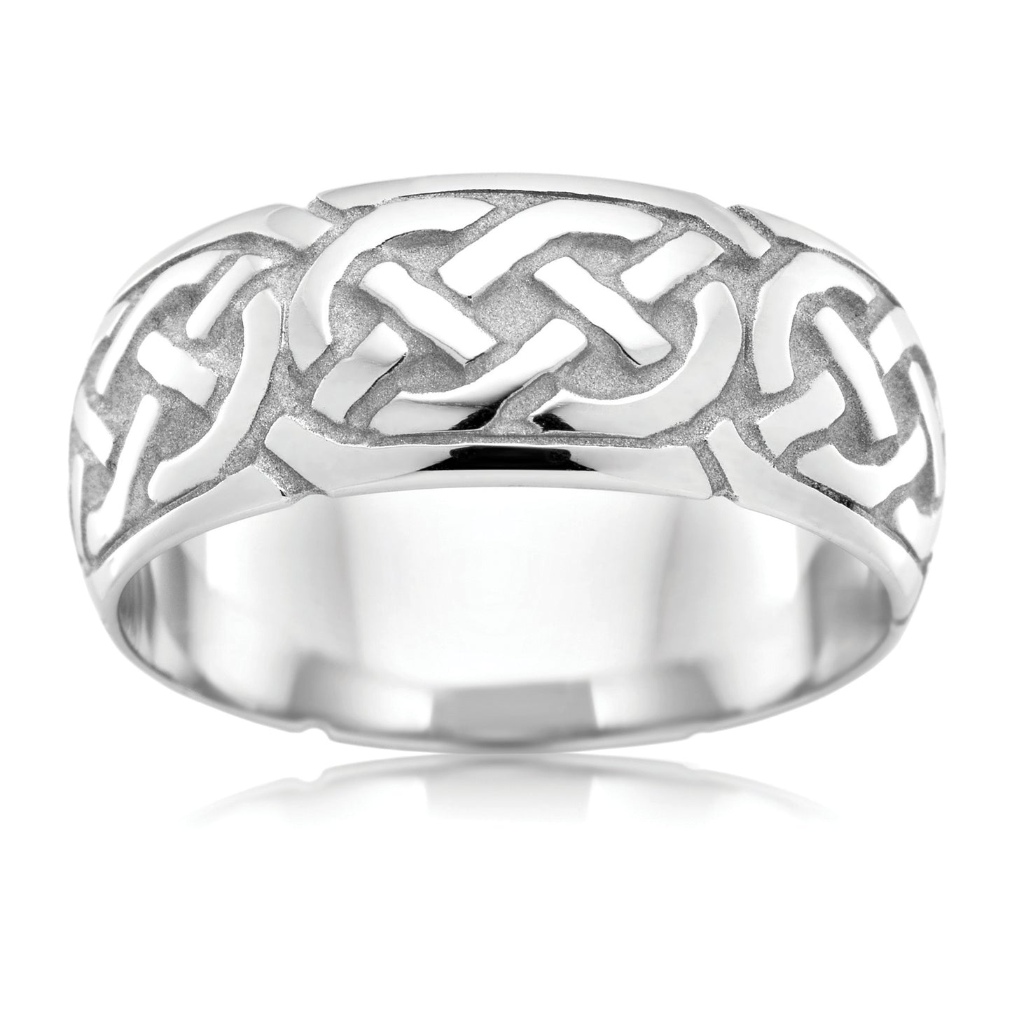 Celtic Wide White Gold Ring, Structured Knot Design