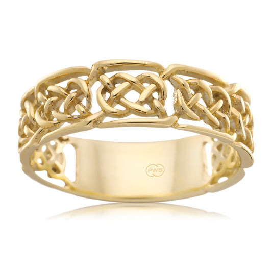 Celtic Love Knot Gold Ring, Symbolic Wedding Band