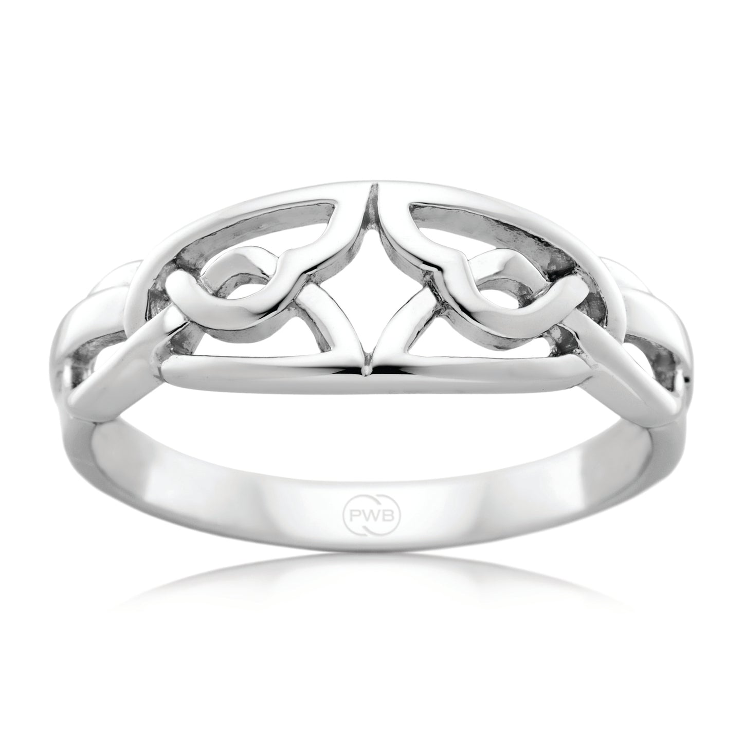 Celtic White Gold Dress Ring, Refined Knot Design