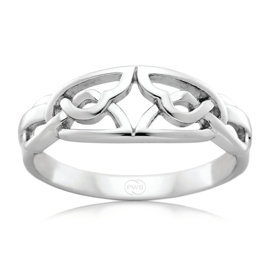 Celtic White Gold Dress Ring, Refined Knot Design