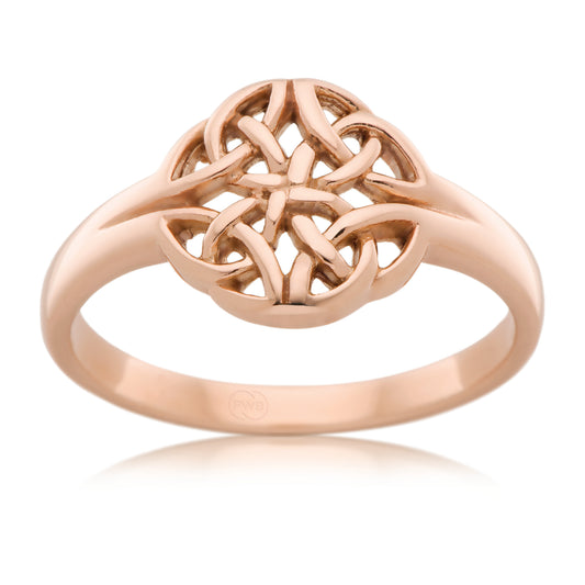 Celtic Rose Gold Dress Ring, Soft Knot Design