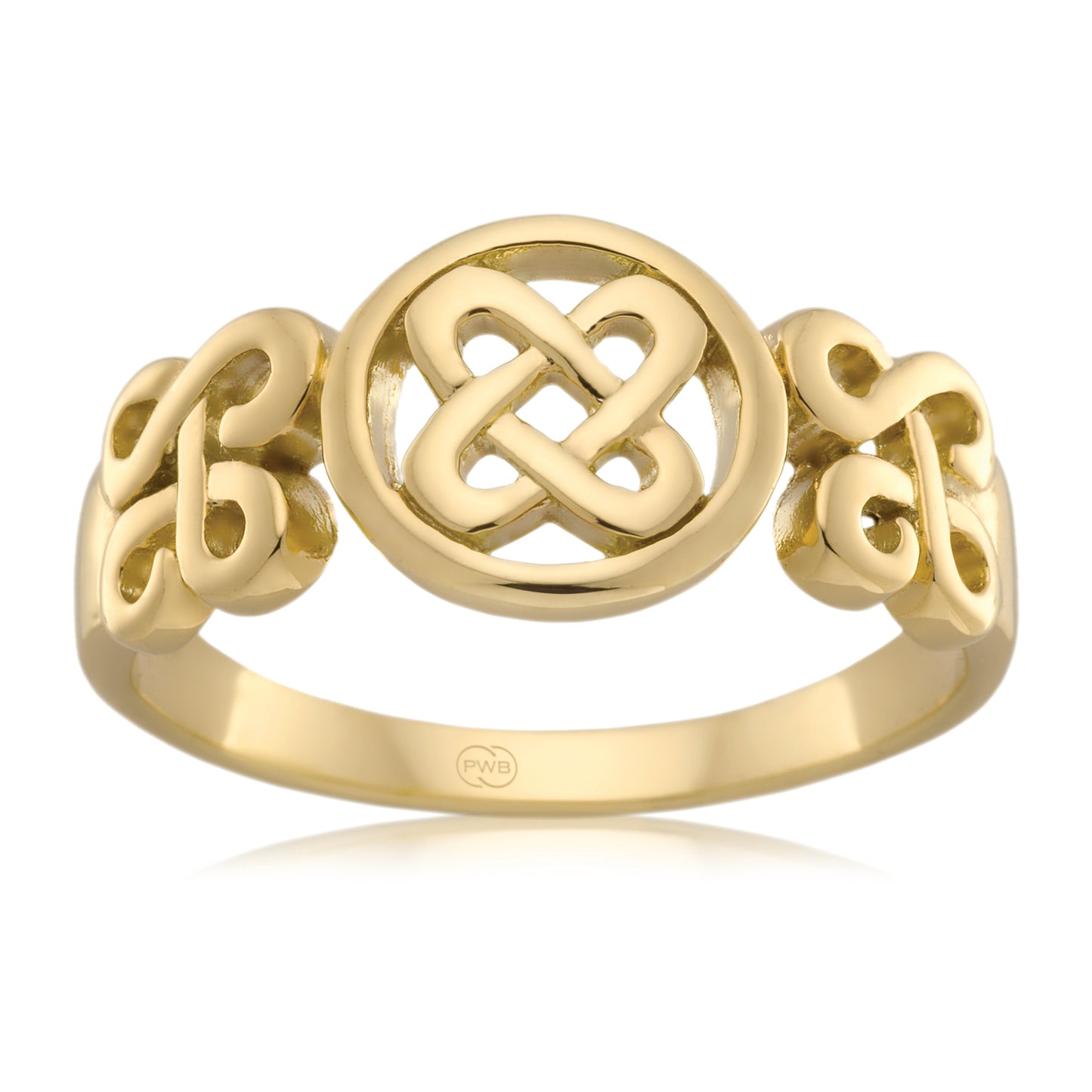 Celtic Yellow Gold Dress Ring, Traditional Knot Pattern