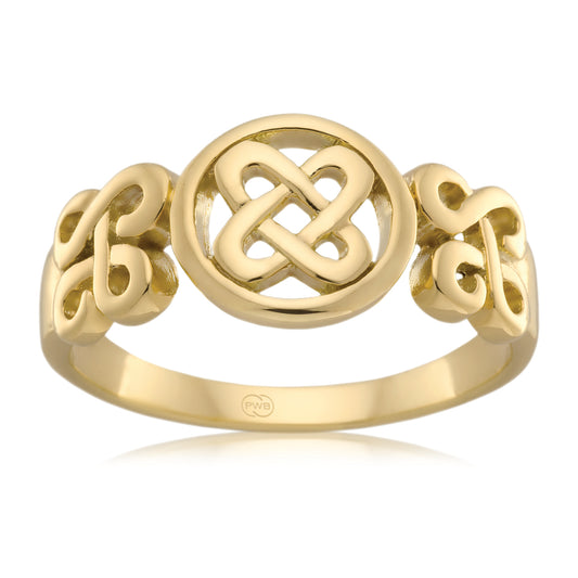 Celtic Yellow Gold Dress Ring, Traditional Knot Pattern