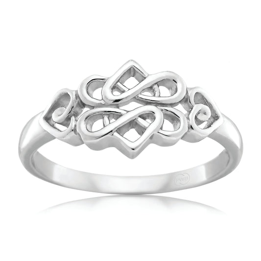 Celtic White Gold Dress Ring, Classic Knot Detail
