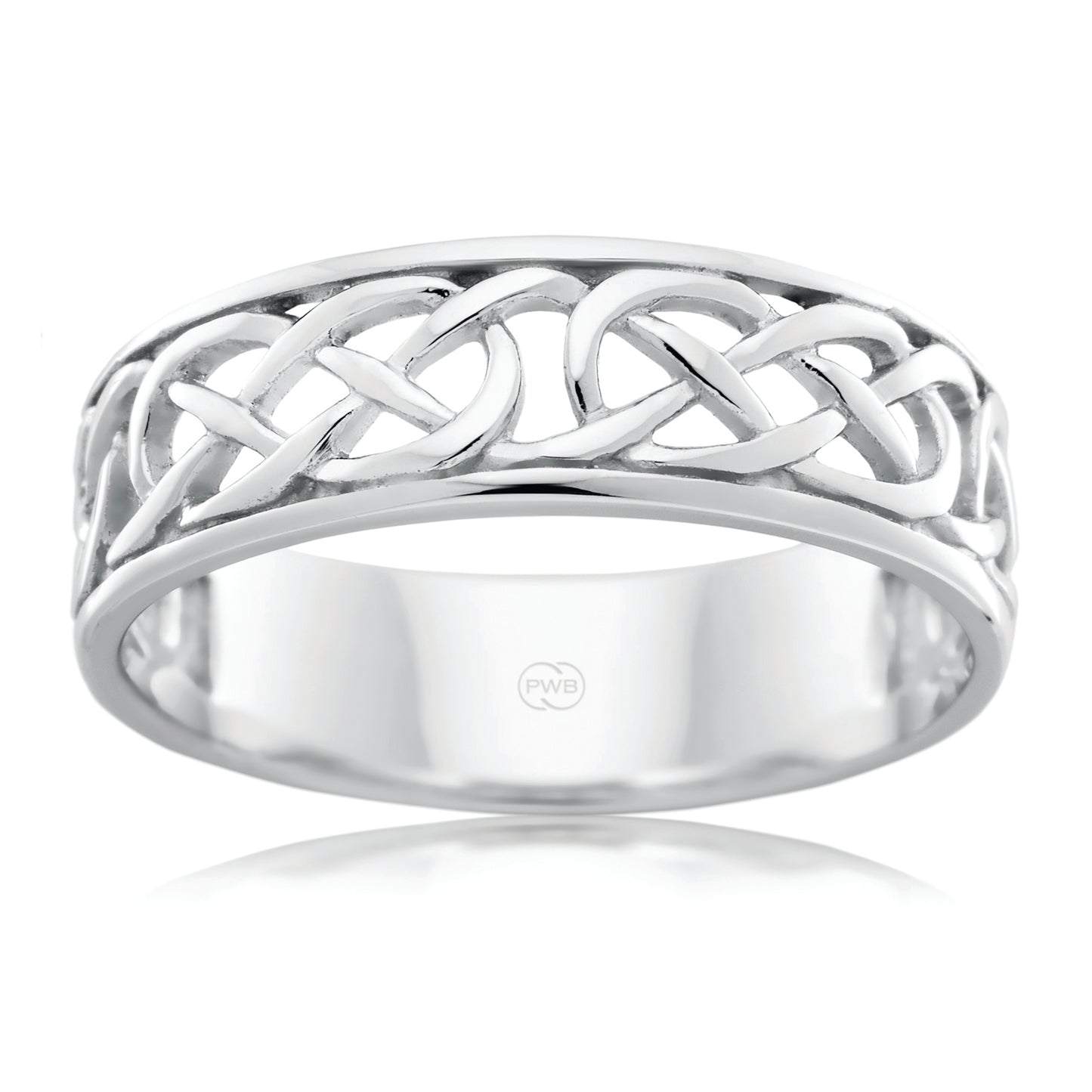 Celtic White Gold Wedding Ring, Clean Knot Band