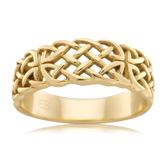 Celtic Yellow Gold Wedding Ring, Traditional Knot Band