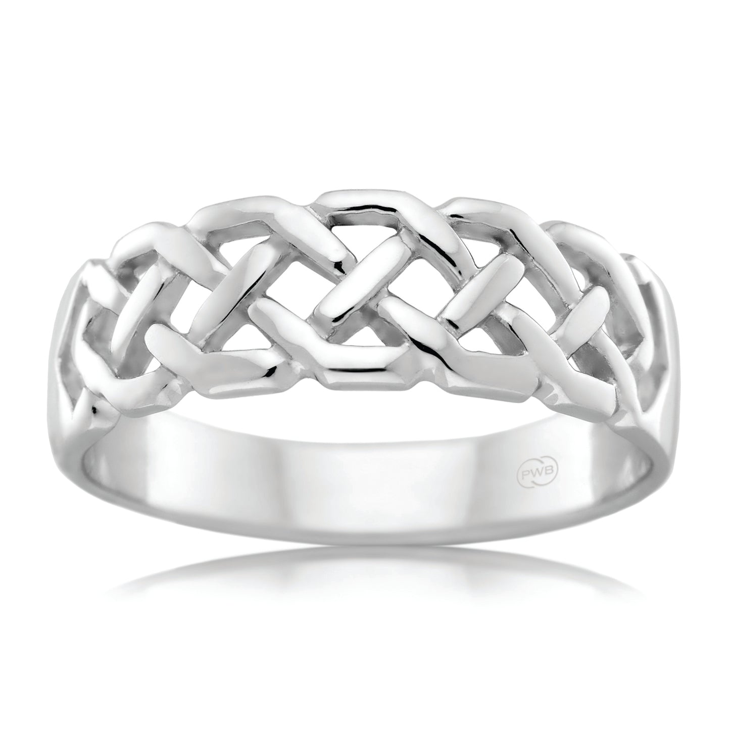 Celtic White Gold Wedding Ring, Classic Knot Band