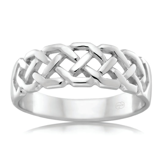 Celtic White Gold Wedding Ring, Classic Knot Band