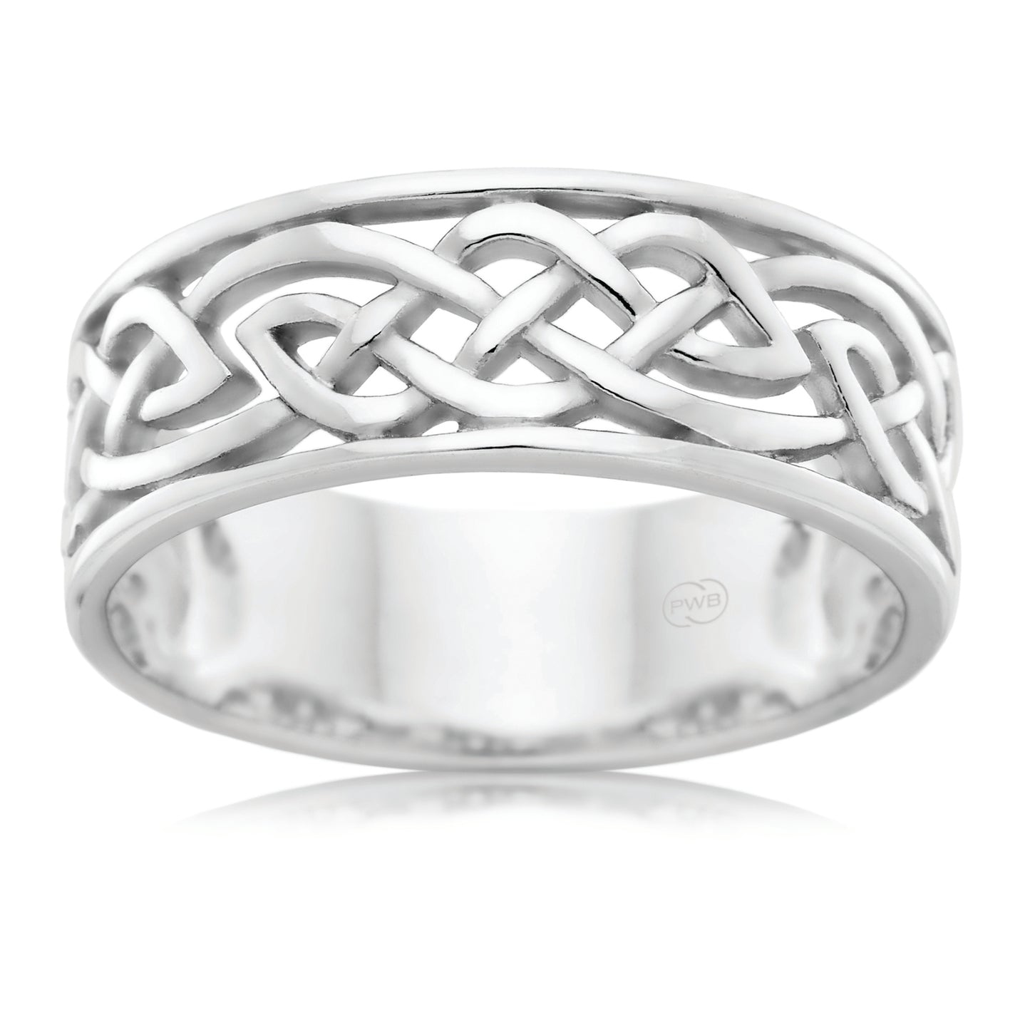 Celtic White Gold Wedding Ring, Sleek Knot Band