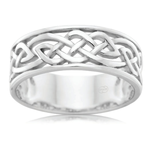 Celtic White Gold Wedding Ring, Sleek Knot Band