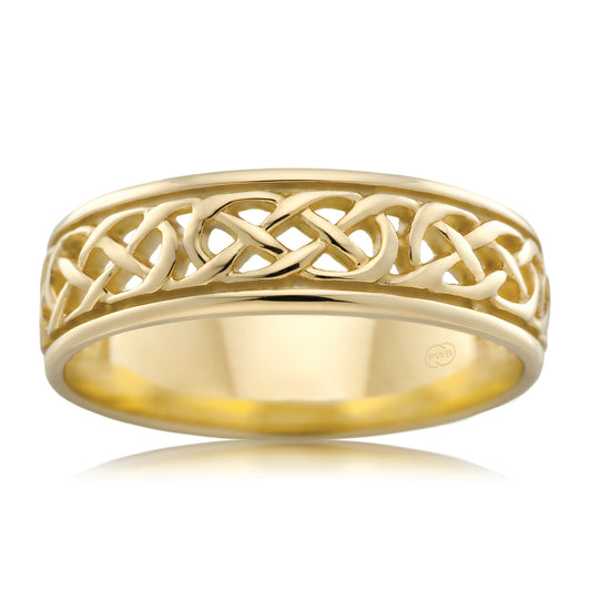 Celtic Yellow Gold Wedding Ring, Smooth Knot Band