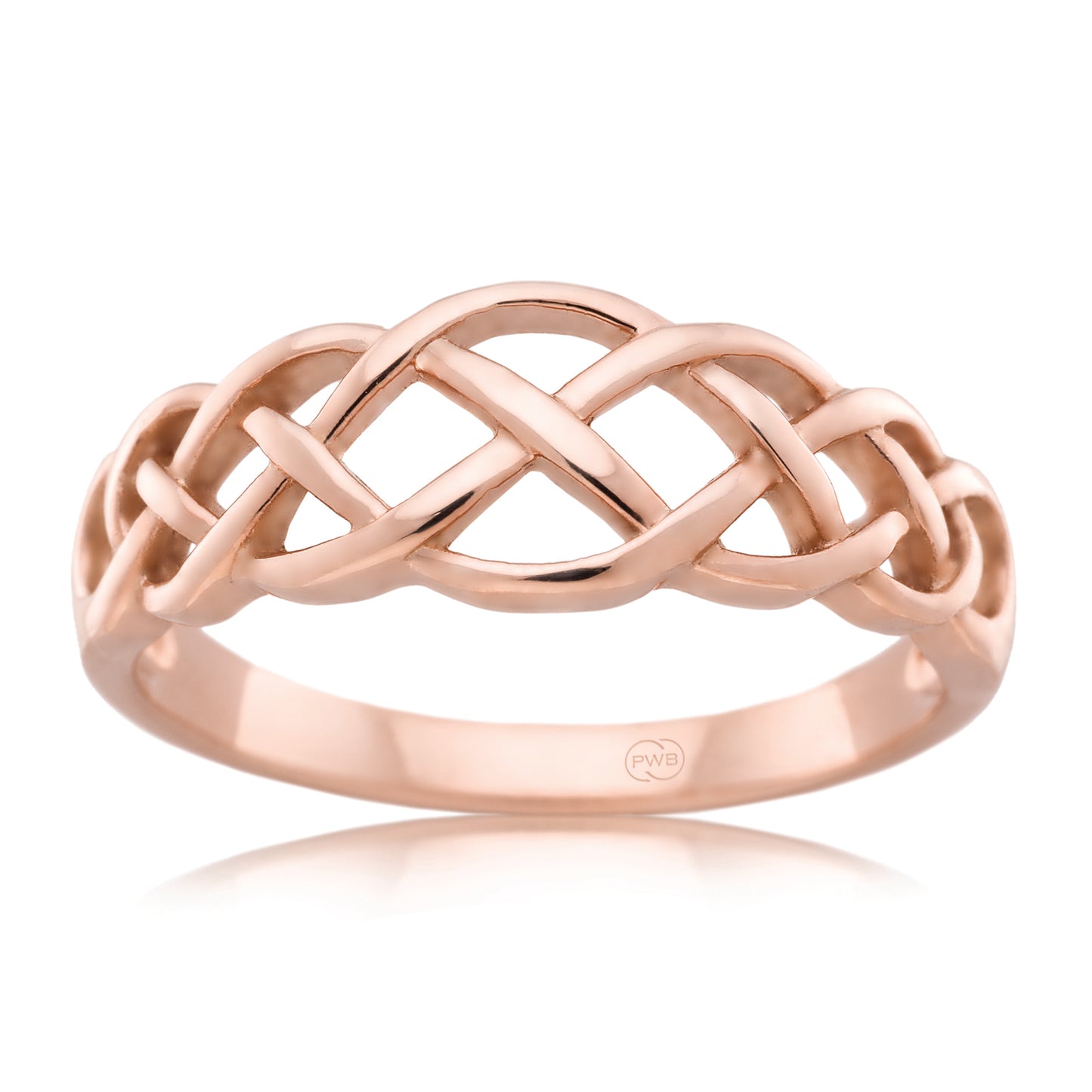 Celtic Rose Gold Dress Ring, Elegant Knot Pattern