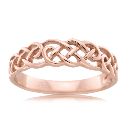 Celtic Rose Gold Dress Ring, Modern Knot Design