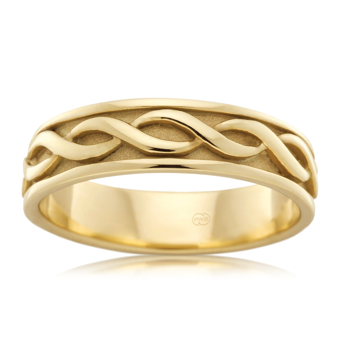 Celtic Yellow Gold Wedding Ring, Minimal Knot Band