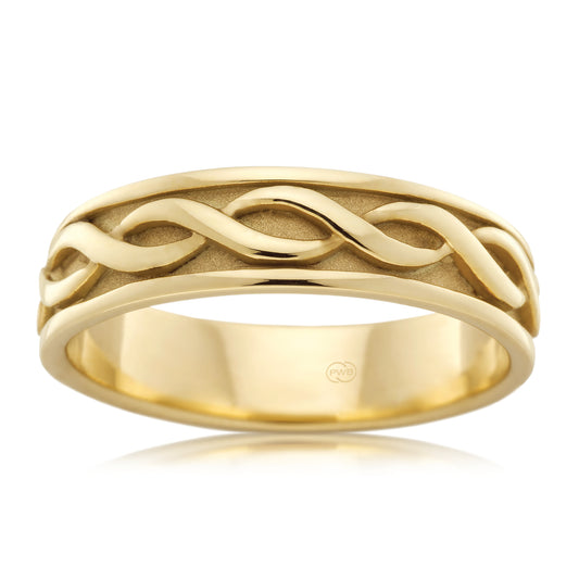 Celtic Yellow Gold Wedding Ring, Minimal Knot Band