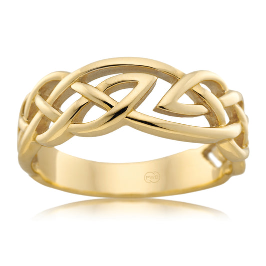 Celtic Yellow Gold Dress Ring, Fine Knot Detail