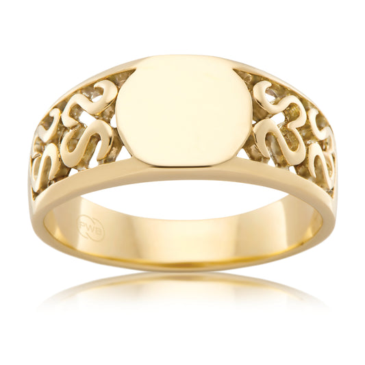 Celtic Yellow Gold Signet Ring, Heritage Design