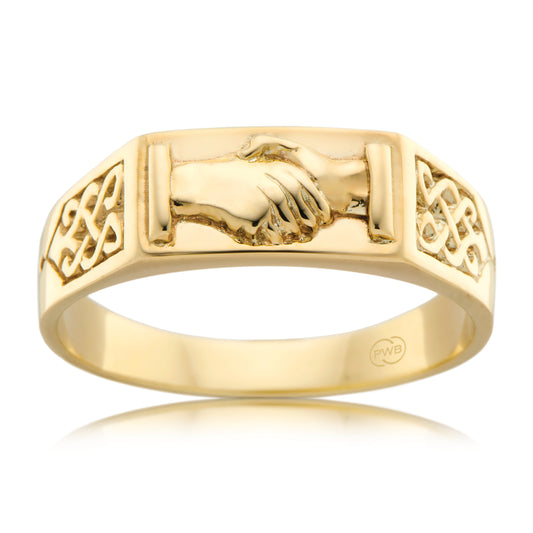 Celtic Yellow Gold Signet Ring, Contemporary Style