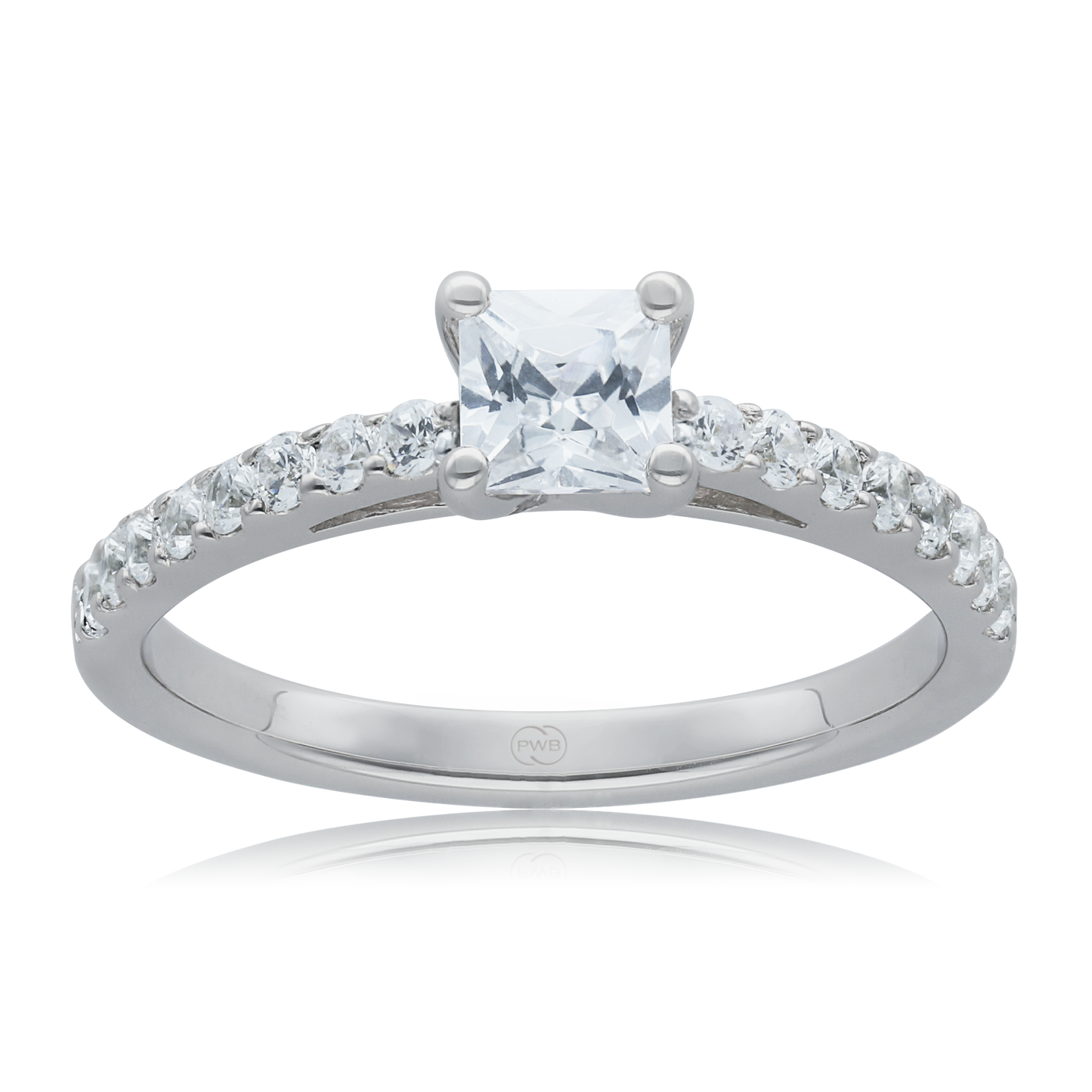 Princess Cut 0.50ct Diamond Engagement Ring with Diamond Accents in 9ct White Gold