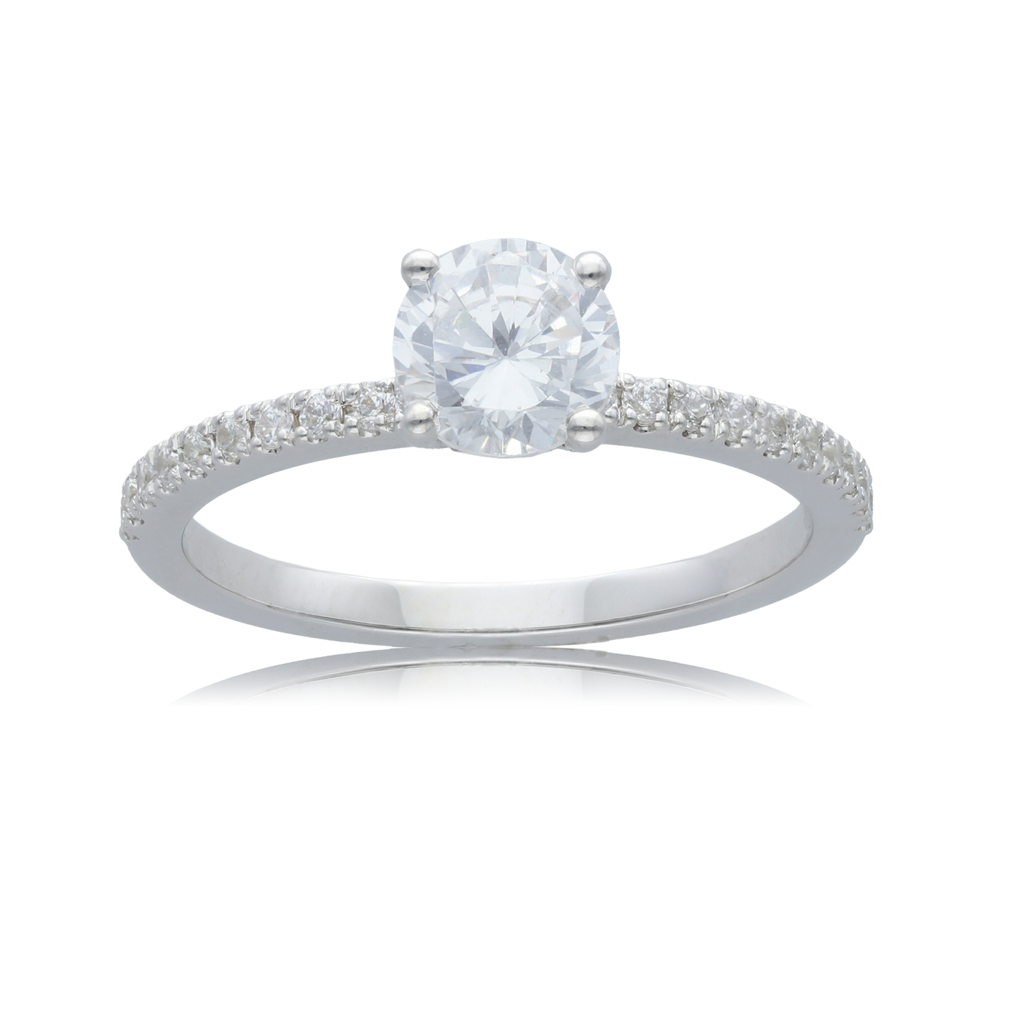 Round 0.75ct Diamond Engagement Ring with Diamond Accents in 9ct White Gold