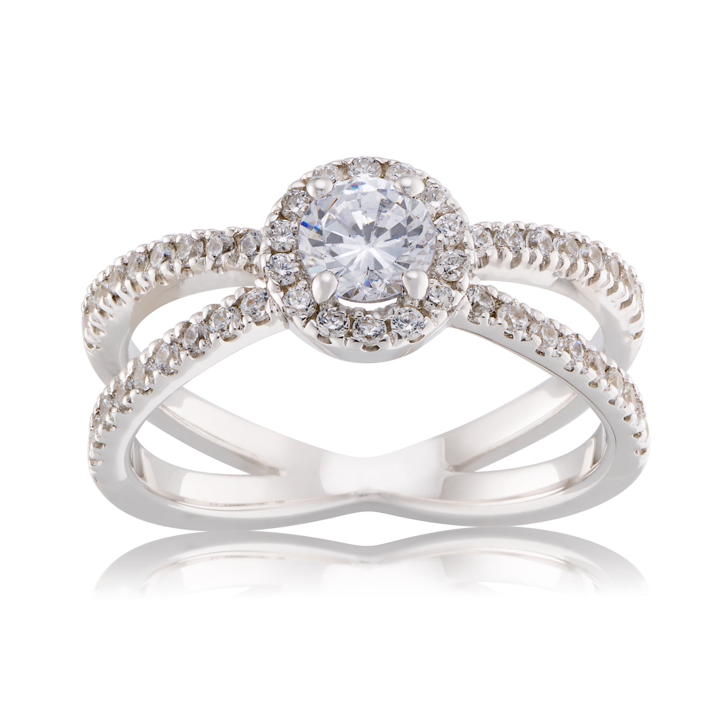 Round 0.50ct Diamond Engagement Ring with Diamond Accents in 9ct White Gold