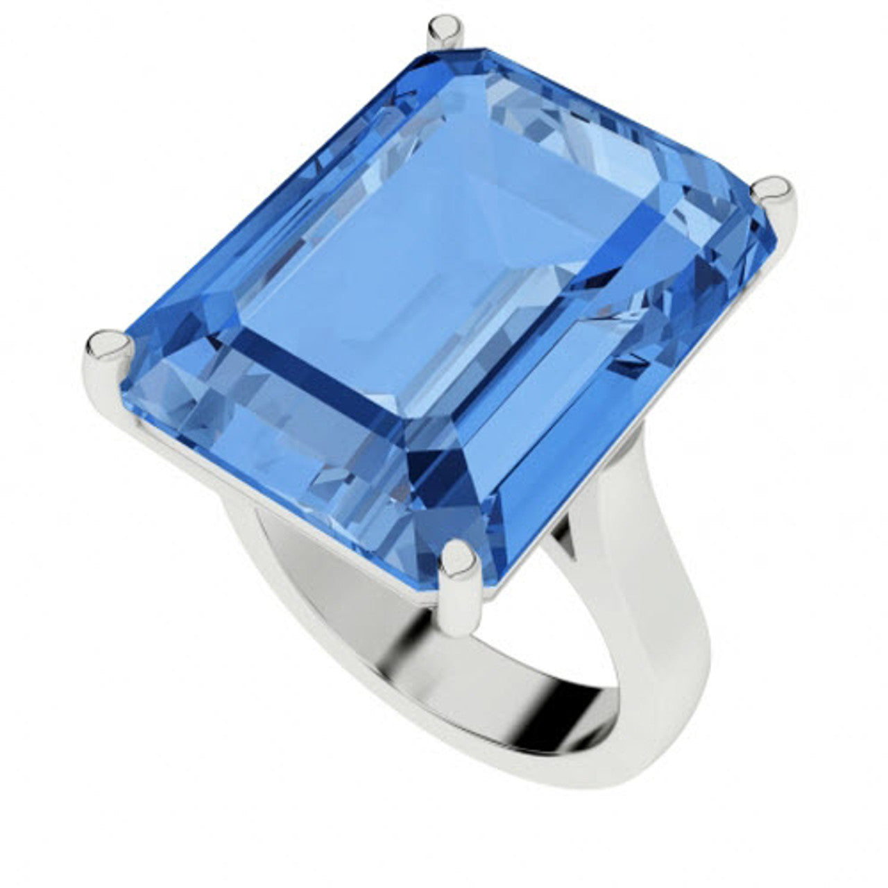 EMERALD CUT SILVER RING