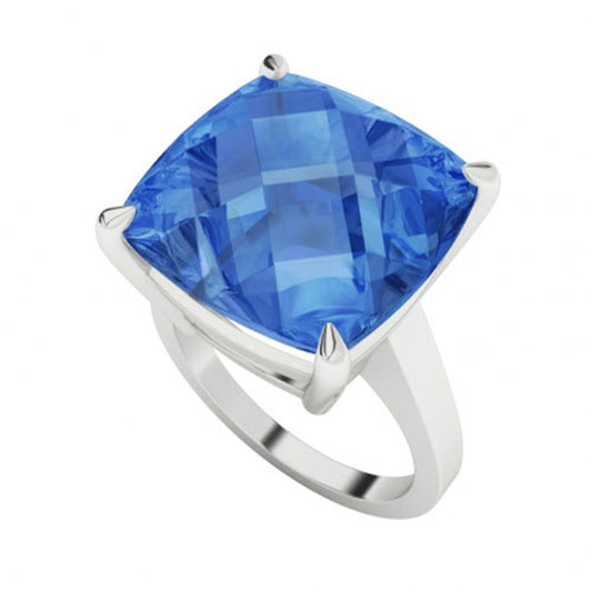 Cushion Checkerboard Gemstone Ring