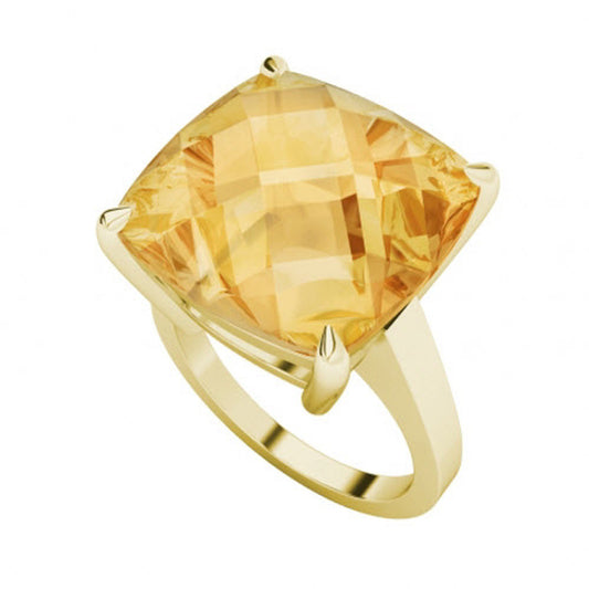 Cushion Checkerboard Gemstone Ring