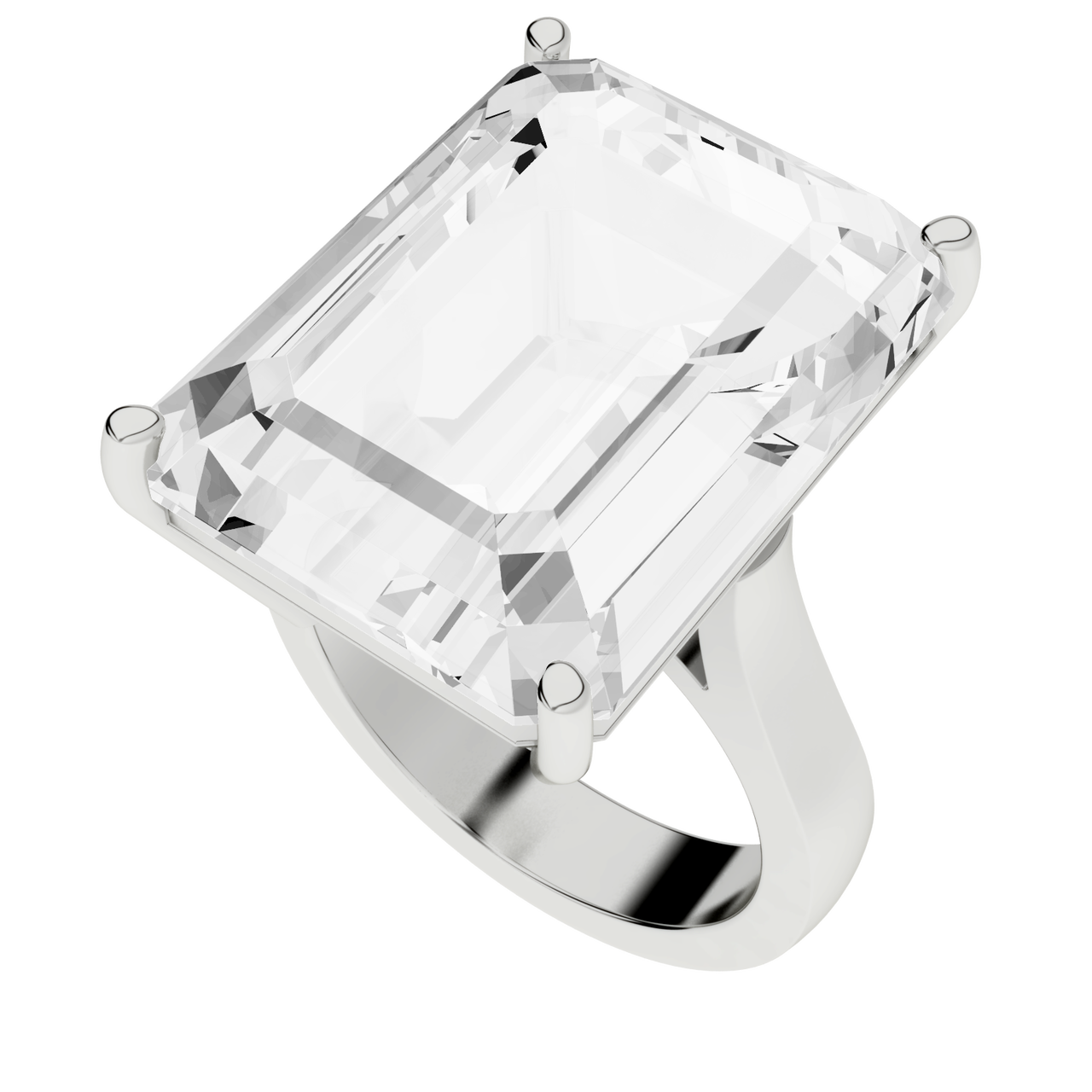 EMERALD CUT SILVER RING