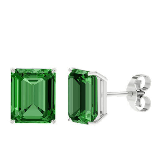 Emerald Cut Gemstone Stud Earrings