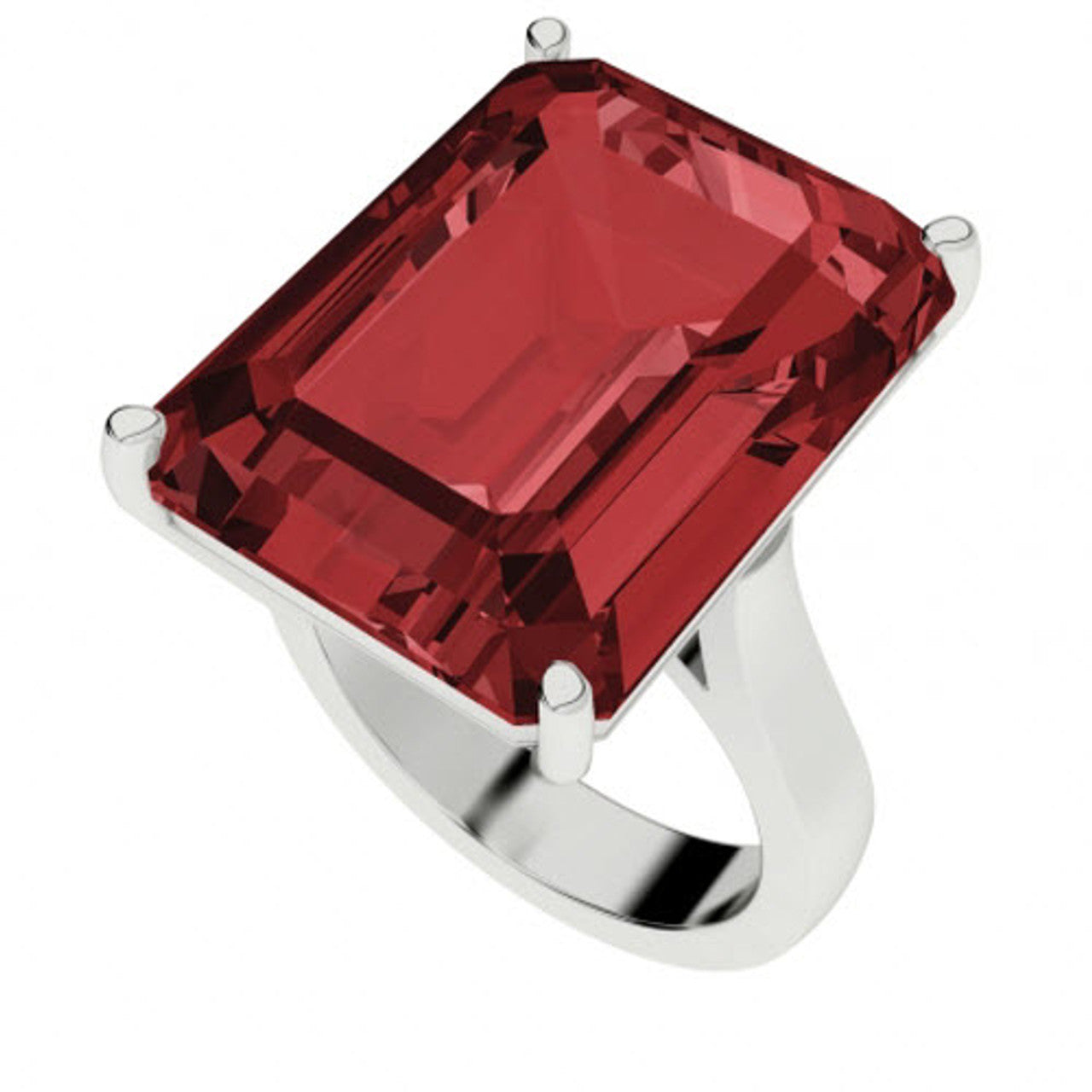 EMERALD CUT SILVER RING